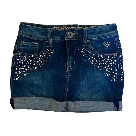 Justice Rhinestone Jean Skort girl’s size 14S - Picture 6 of 6
